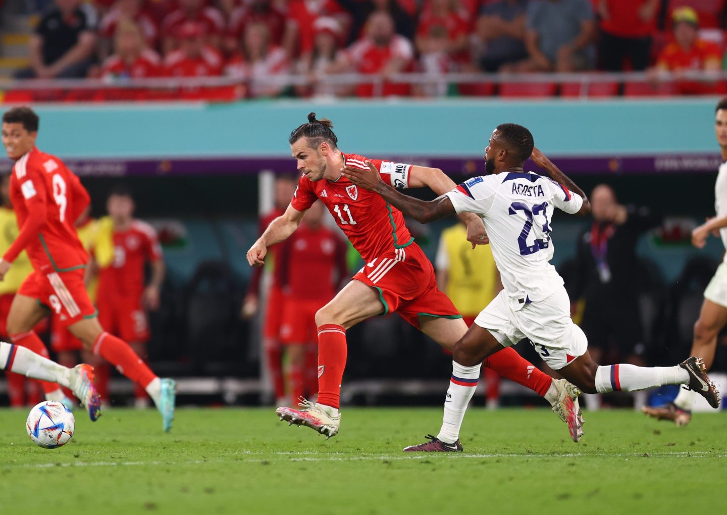Photo of players during a World Cup match.