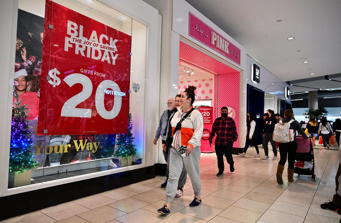 Black Friday shoppers at a mall in California