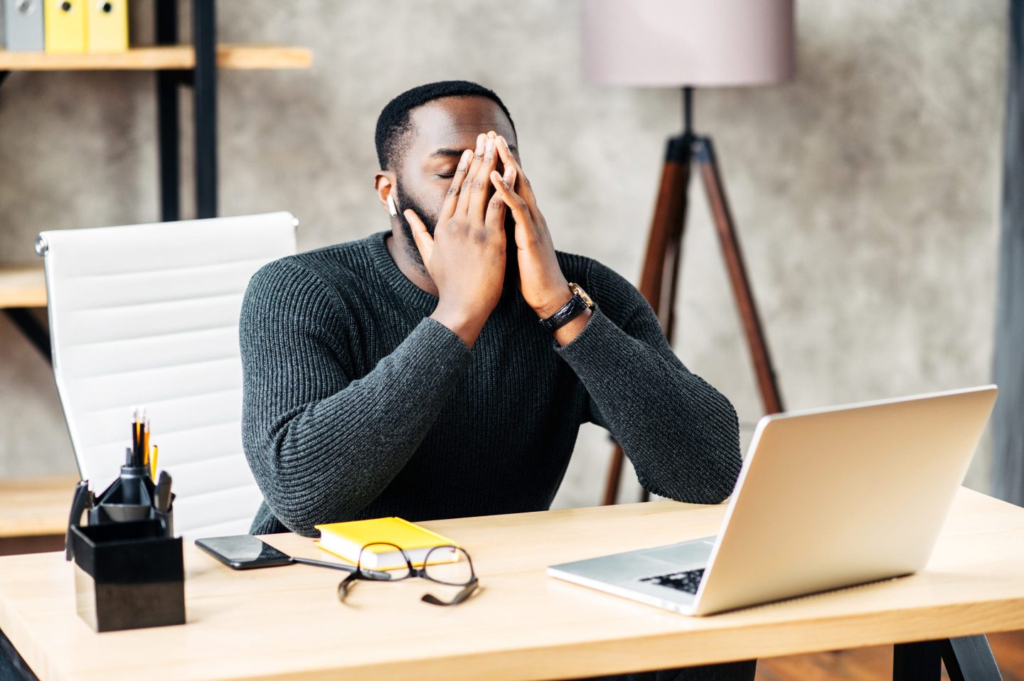 Stressed worker at desk