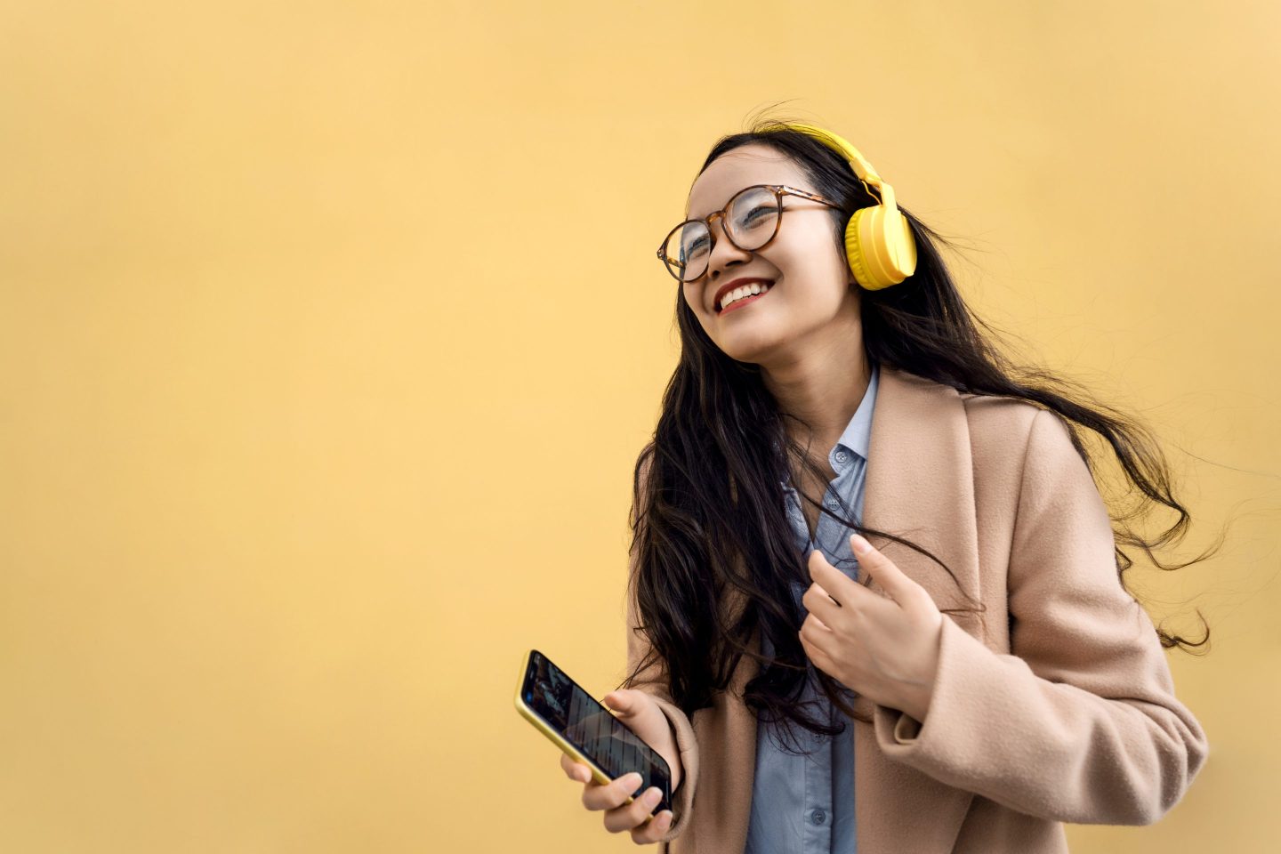 Woman wearing headphones