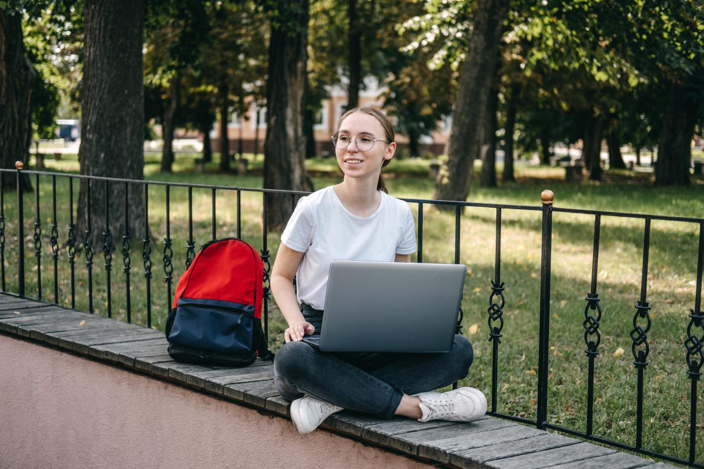 student on campus