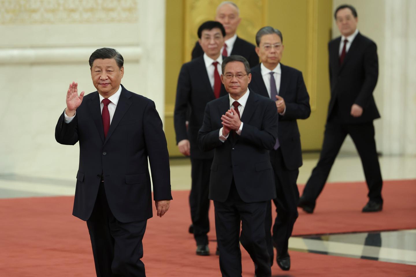General Secretary of the Chinese Communist Party Xi Jinping with other top leaders