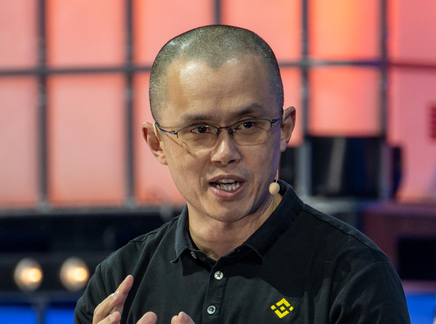 Shot of Binance founder and CEO Changpeng Zhao speaking on stage