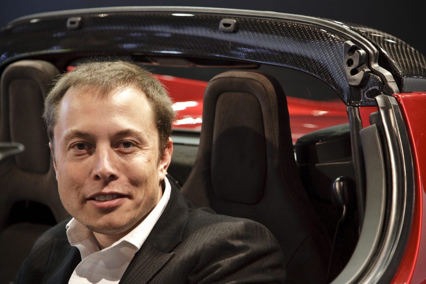 Elon Musk at a Tesla event in 2009, when the carmaker's future looked far less certain.