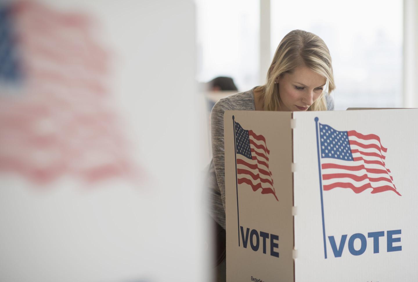 Woman voting on election day