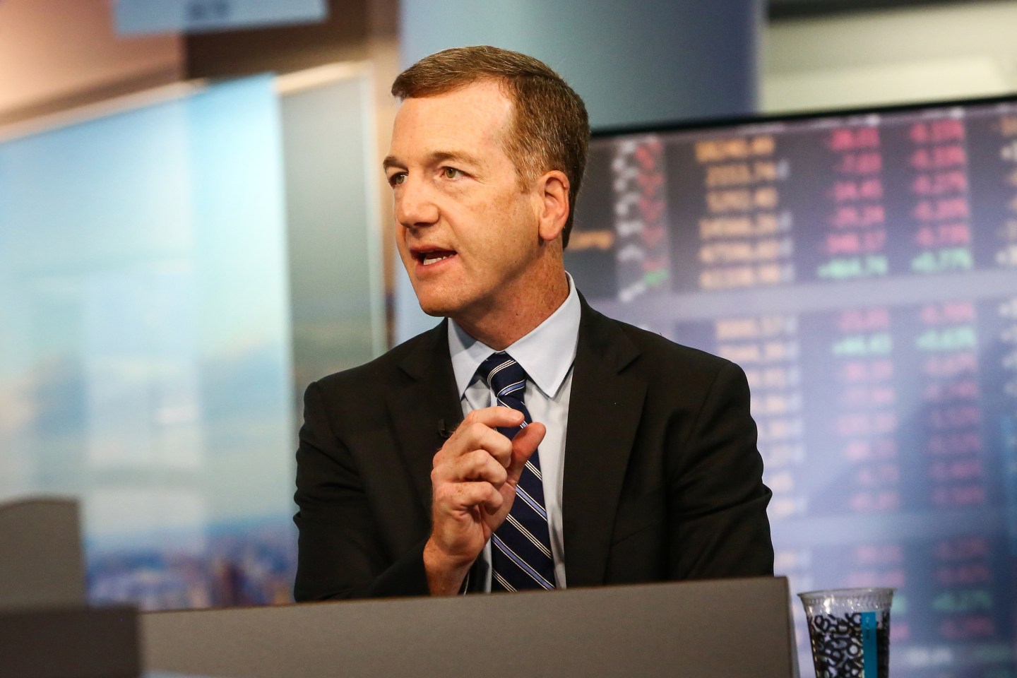 Mike Wilson, chief U.S. equity strategist at Morgan Stanley & Co., speaks during a Bloomberg Television interview in New York, on Aug. 22, 2017. 