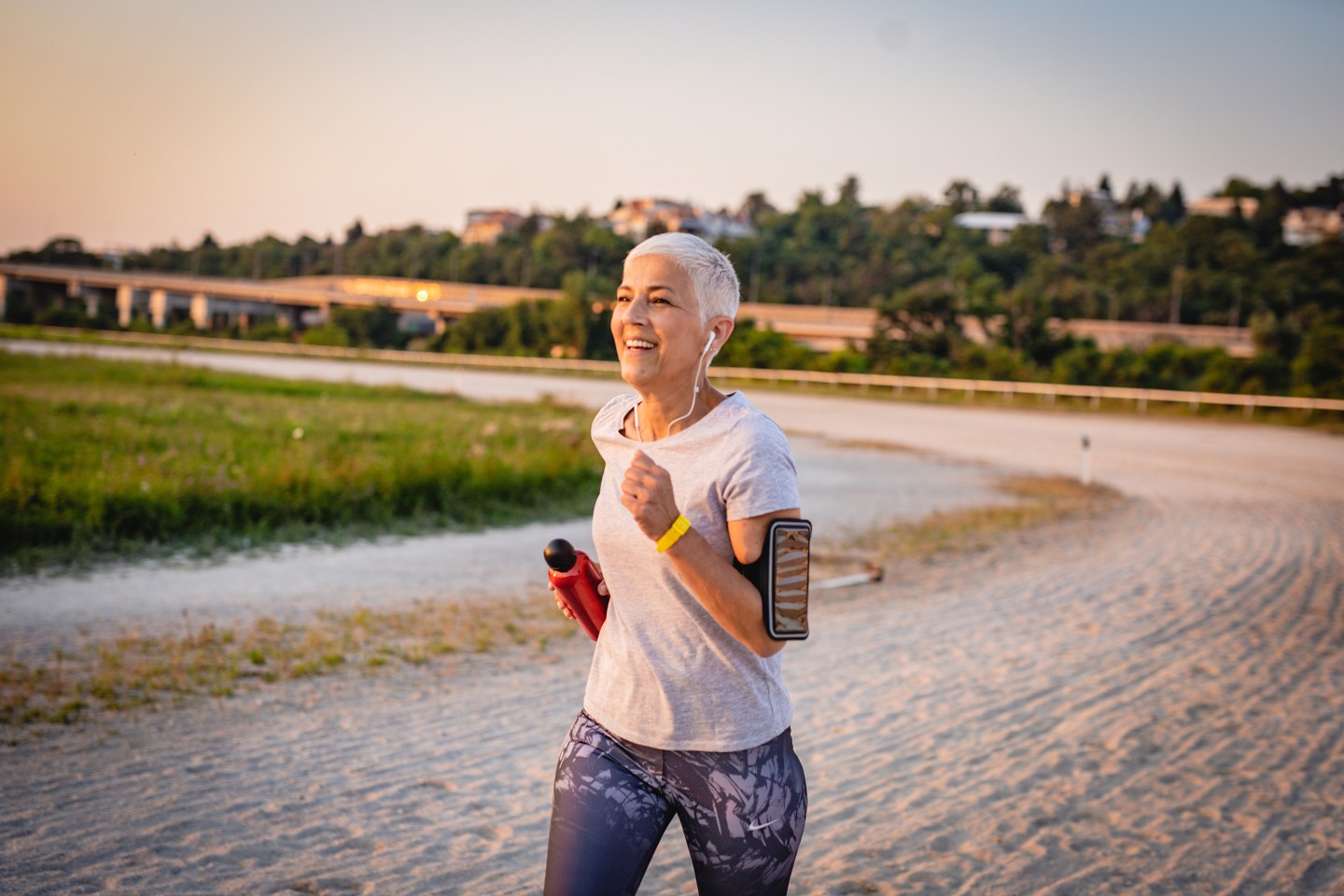 Senior woman running in the morning.