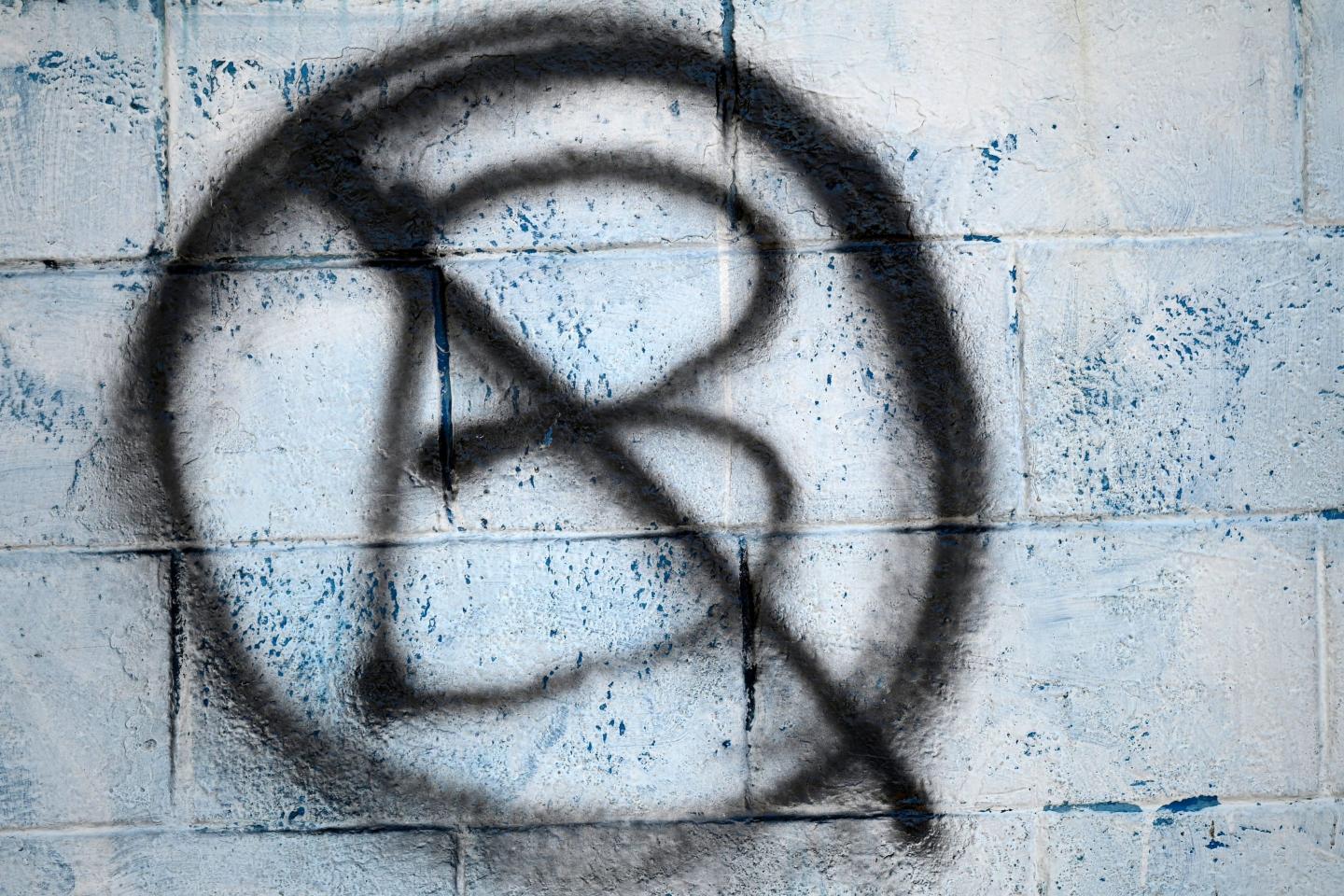 Anti-Bitcoin graffiti in San Salvador, El Salvador's capital.