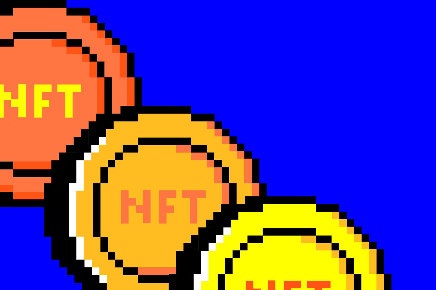 Vector NFT coins falling off screen
