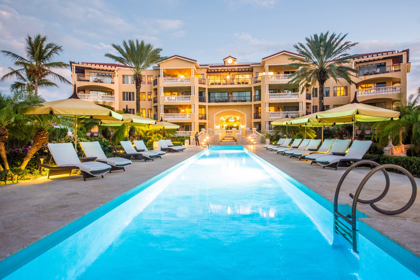The resort has three pools, including a reverse current lap pool, a plunge pool for cooling off or waking the senses, and an infinity-edge pool overlooking Grace Bay.