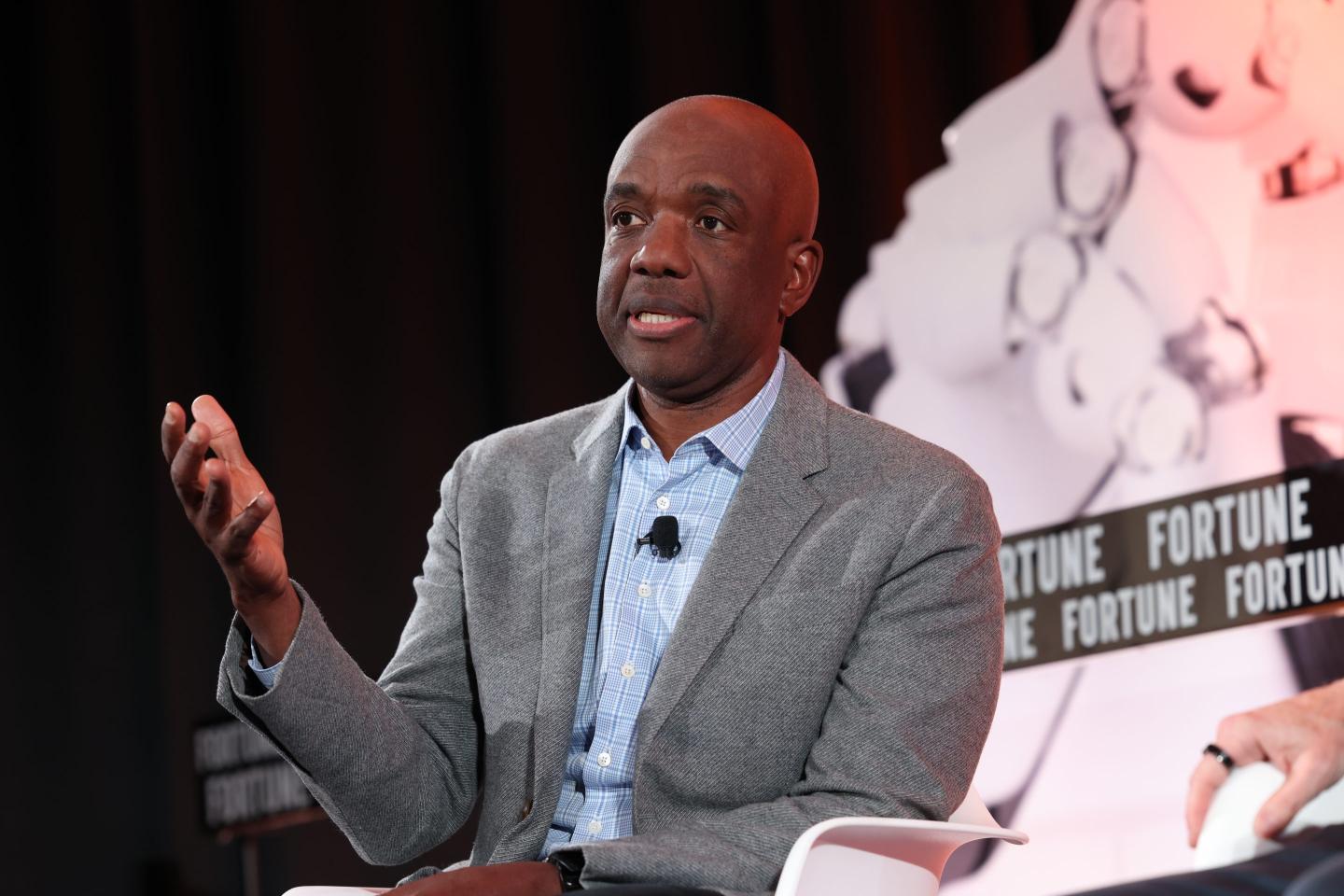 Google SVP James Manyika talking to Fortune CEO Alan Murray on stage