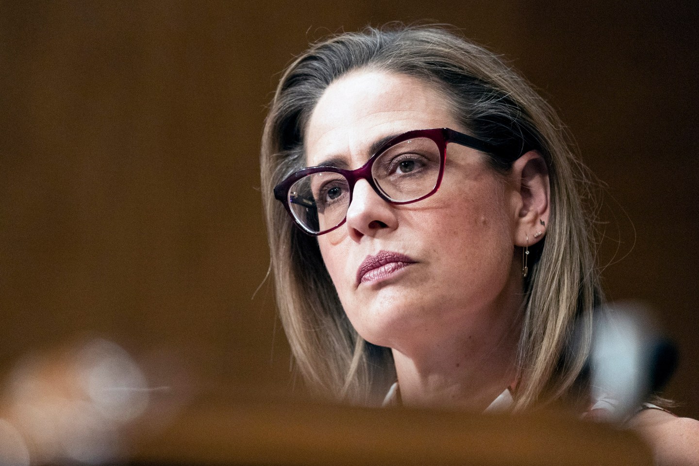 Sen. Kyrsten Sinema, D-Ariz., speaks during a Senate Homeland Security and Governmental Affairs committee hearing to examine social media's impact on homeland security, Sept. 14, 2022, on Capitol Hill in Washington. In 2024 Sinema will be up for reelection.