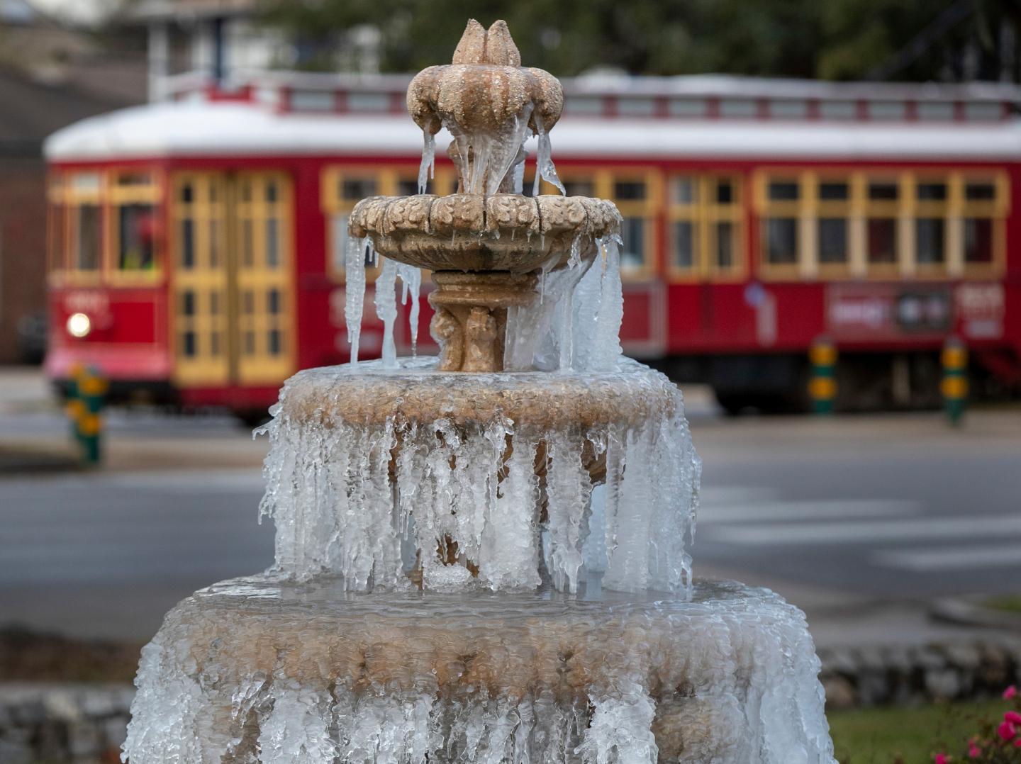Frozen New Orleans fountain