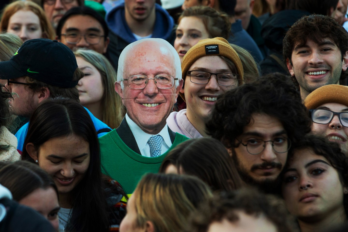 A cutout of Sen. Bernie Sanders