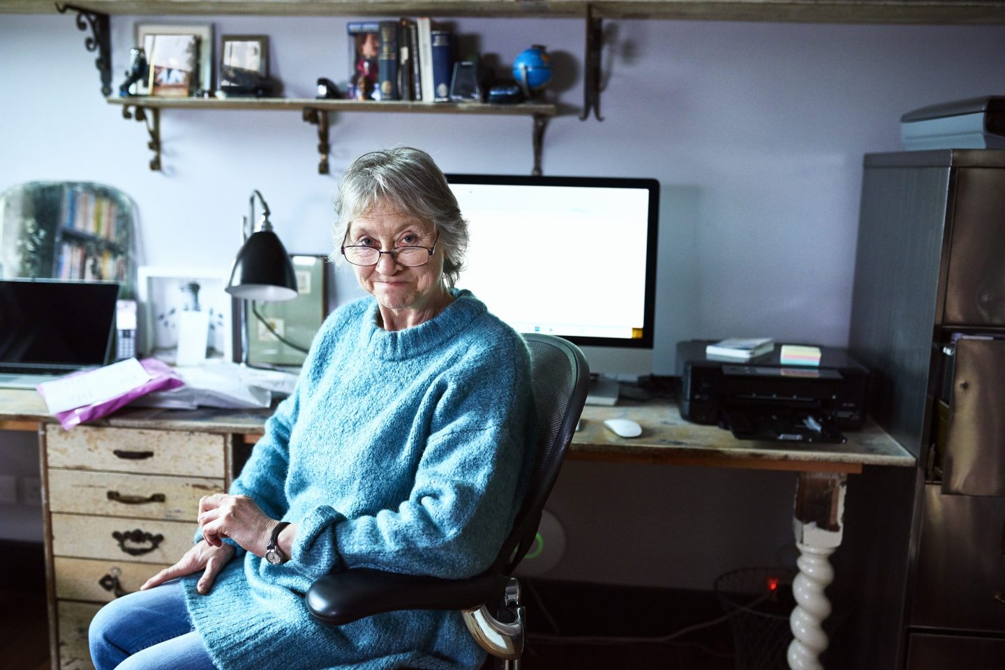 older woman at computer