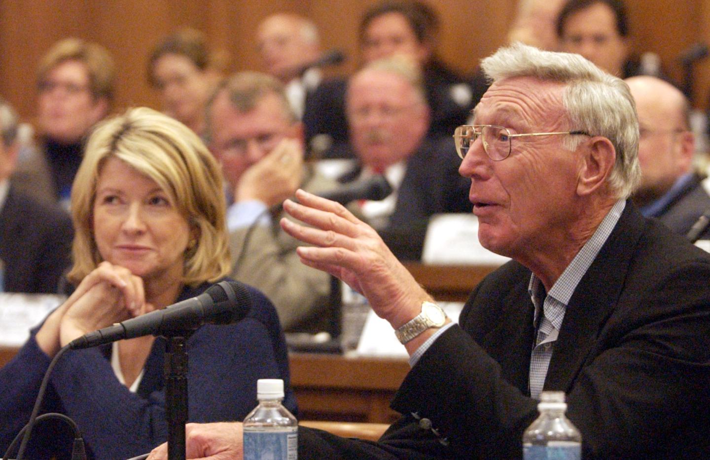 Home Depot cofounder Bernie Marcus speaking at a leadership summit