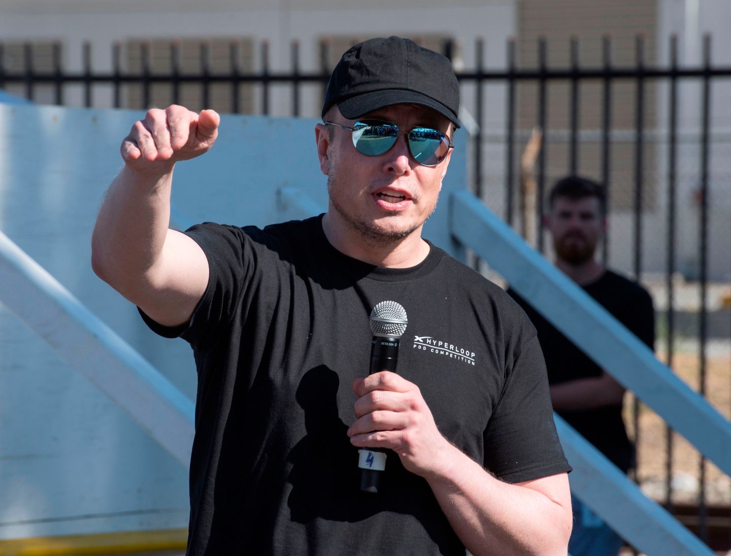 Elon Musk speaking during a SpaceX event in 2019