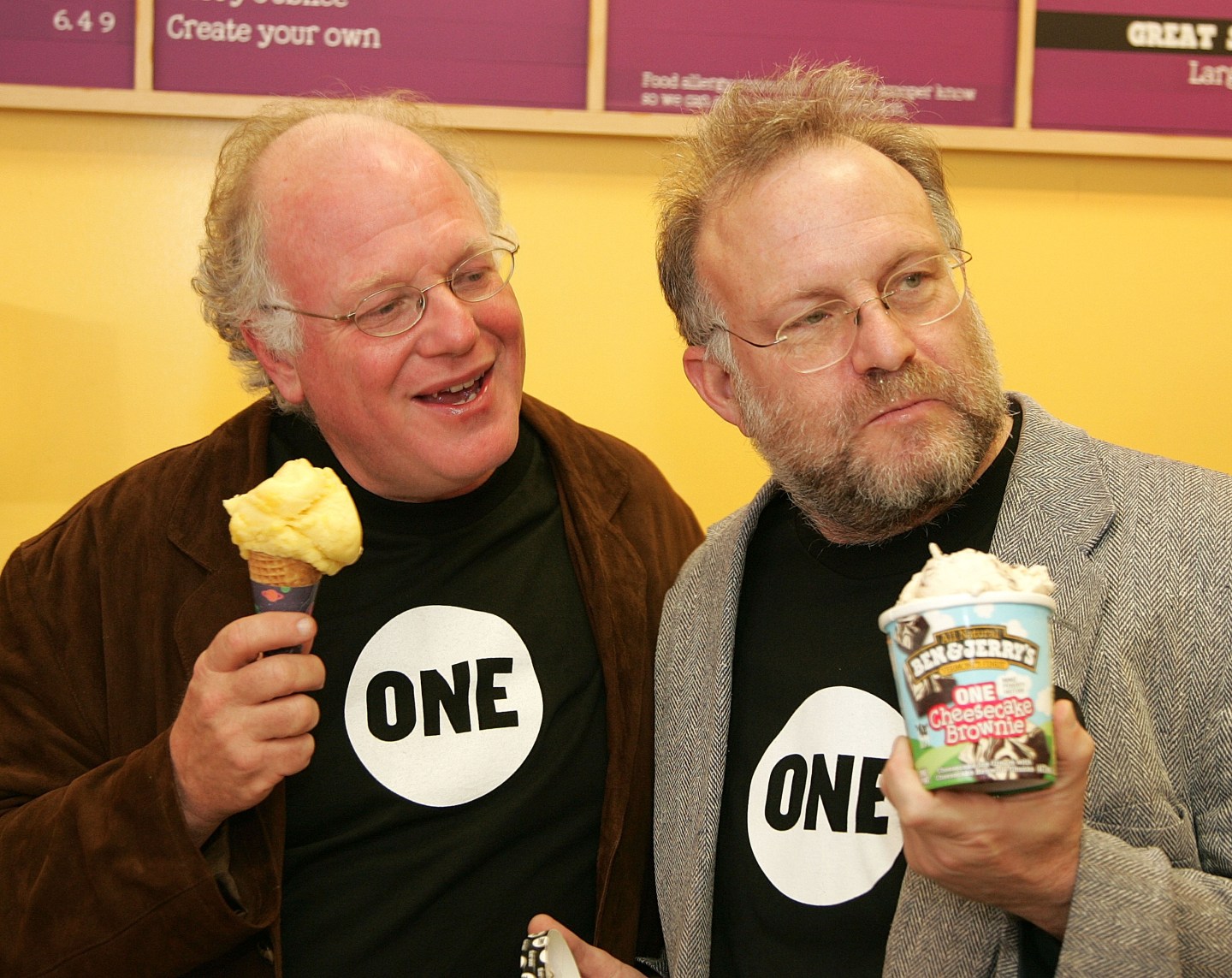 Ben & Jerry’s is known for the progressive views of its founders Ben Cohen (L) and Jerry Greenfield (R). Facing opprobrium for pulling out of the West Bank, Cohen and Greenfield declared publicly they were “proud Jews” and “supporters of the State of Israel,” who nonetheless rejected the legality of the settlements, where more than 600,000 Jews live.