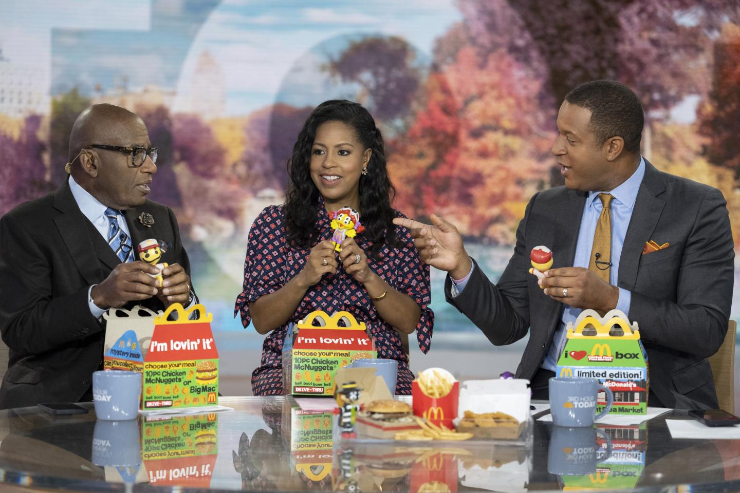 Al Roker, Sheinelle Jones and Craig Melvin on NBC with adult Happy Meals