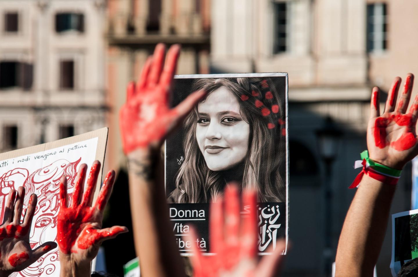 Mahsa Amini image at protest