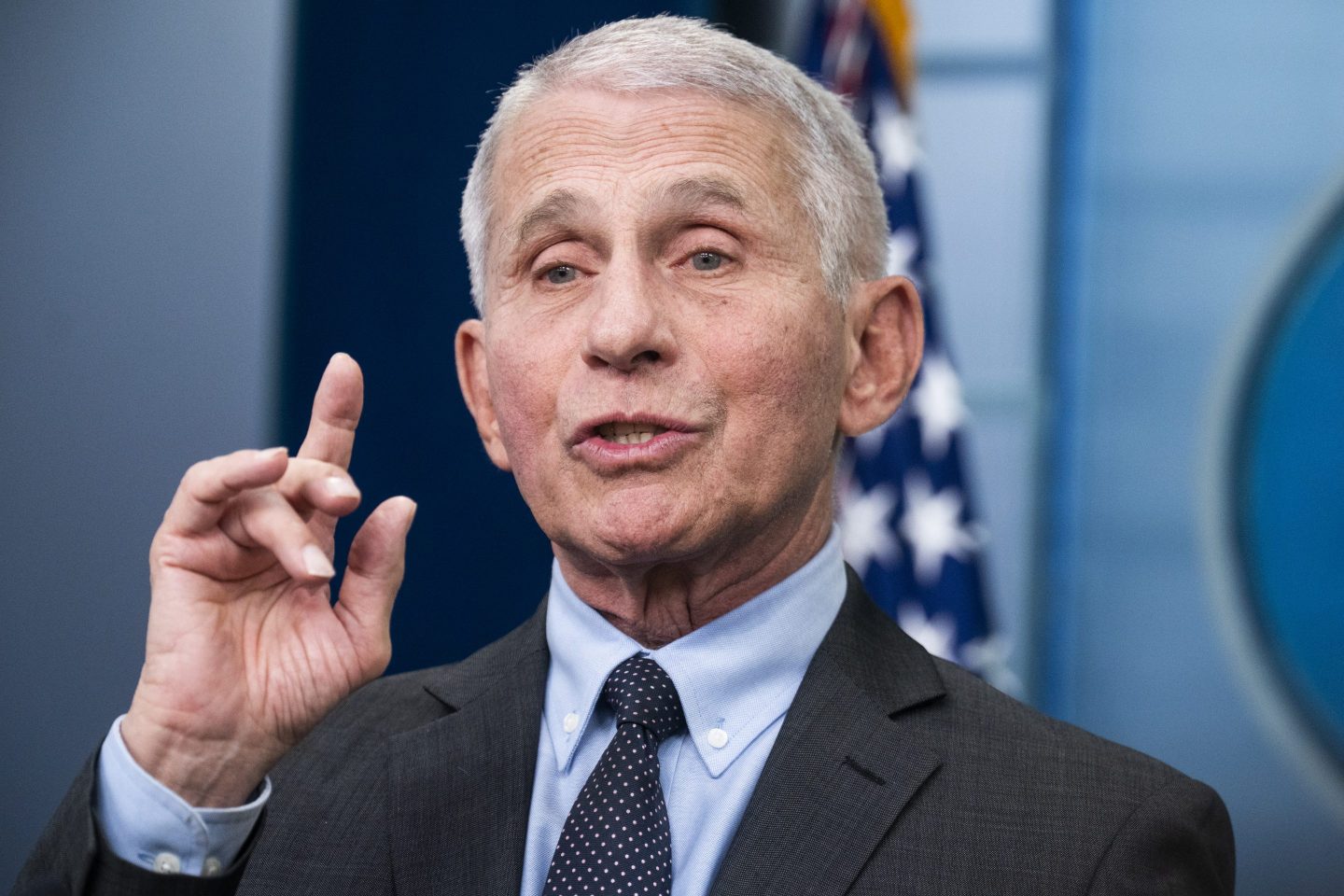 Dr. Anthony Fauci during a White House press briefing on Nov. 22, 2022.