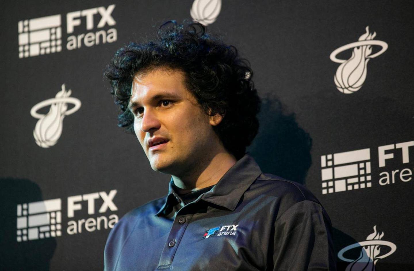 Sam Bankman-Fried attends a press conference at the FTX Arena in downtown Miami