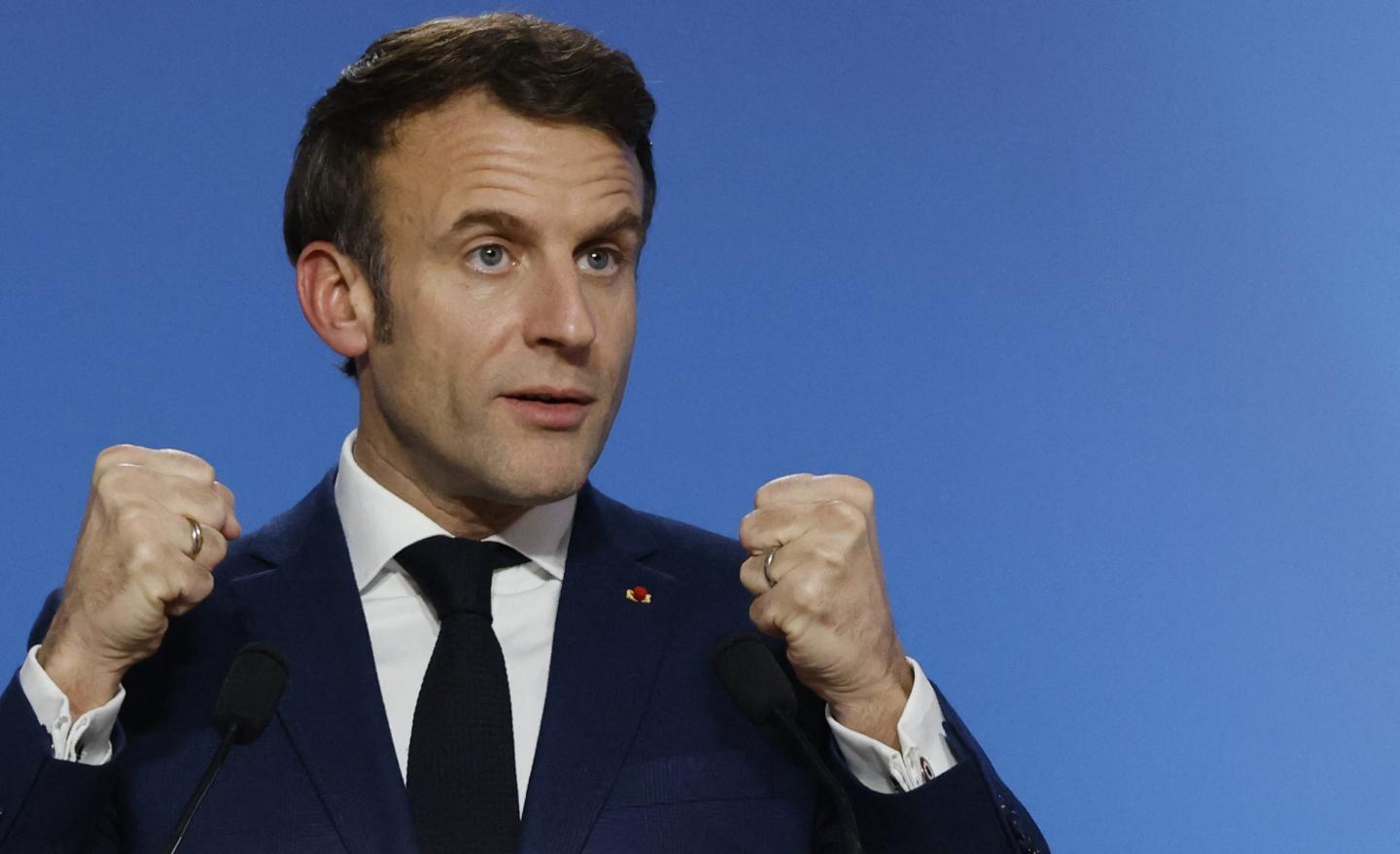 France's President Emmanuel Macron delivers a press conference