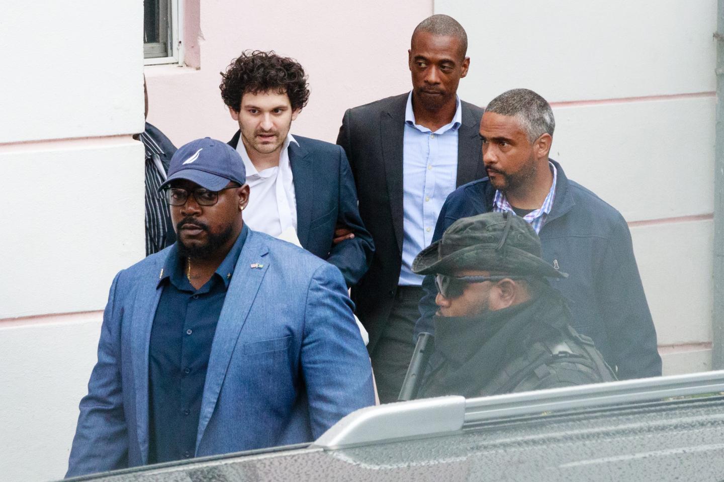 Sam Bankman-Fried leaving court in the Bahamas.