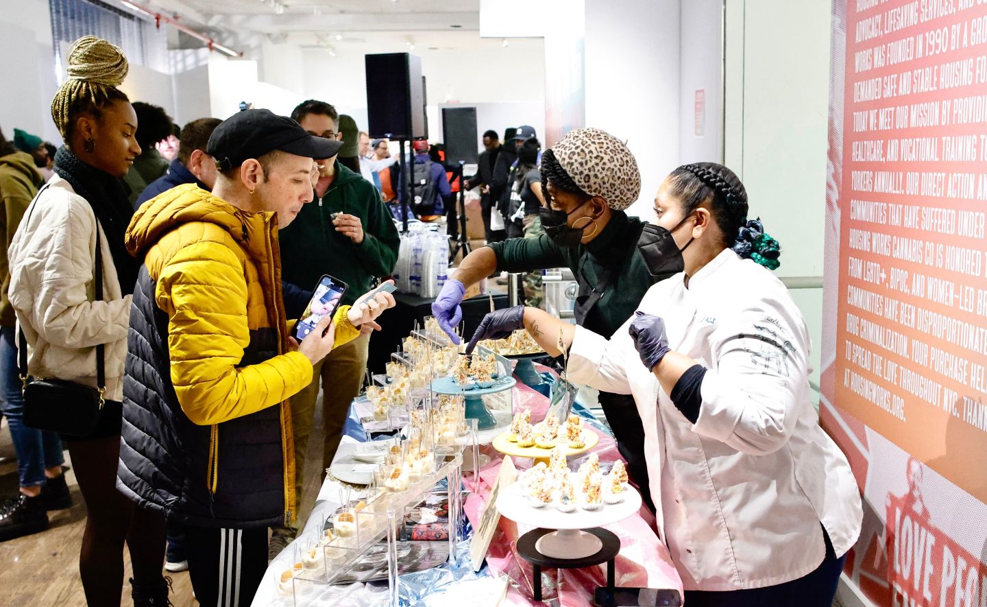 People lined up to attend the opening of the first legal recreational cannabis dispensary in New York City.