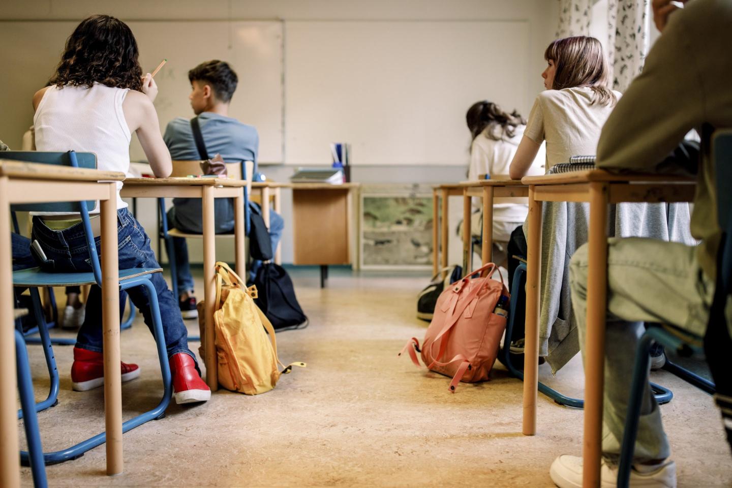Students sitting at their desks in a classroom