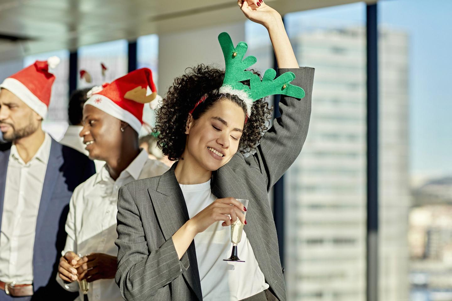 An employee celebrating at an office party