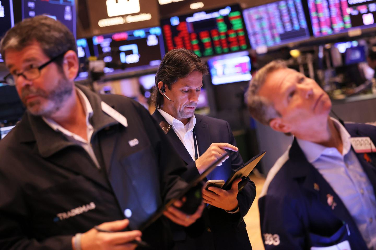 Traders working on the floor of the New York Stock Exchange