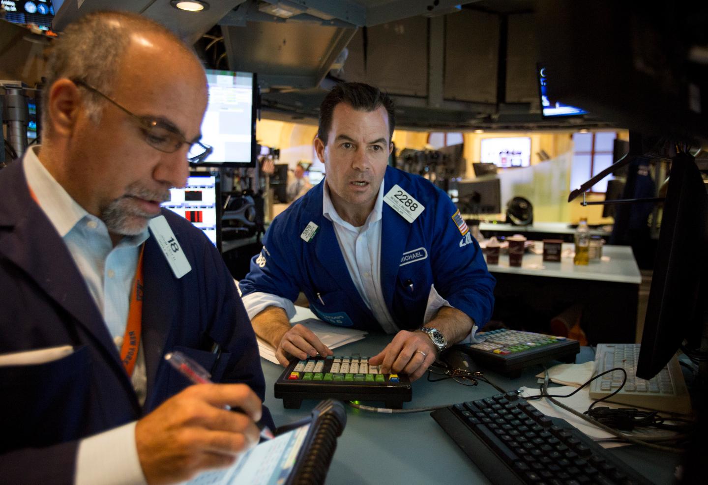 Traders on the stock exchange.