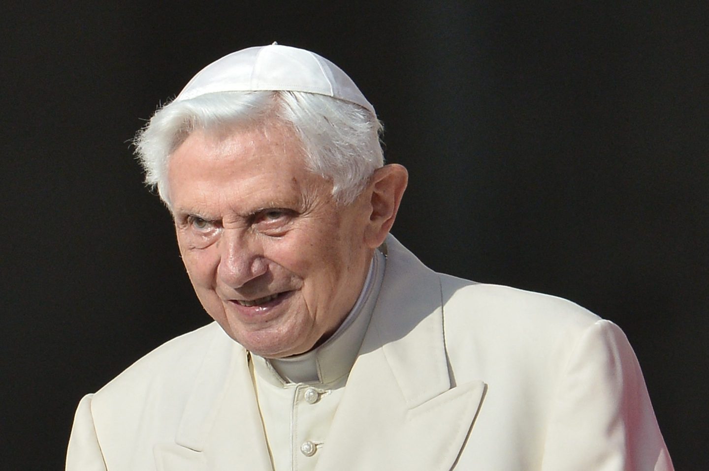 Pope emeritus Benedict XVI attends a papal mass for elderly people at St Peter's square in September 2014 at the Vatican.
