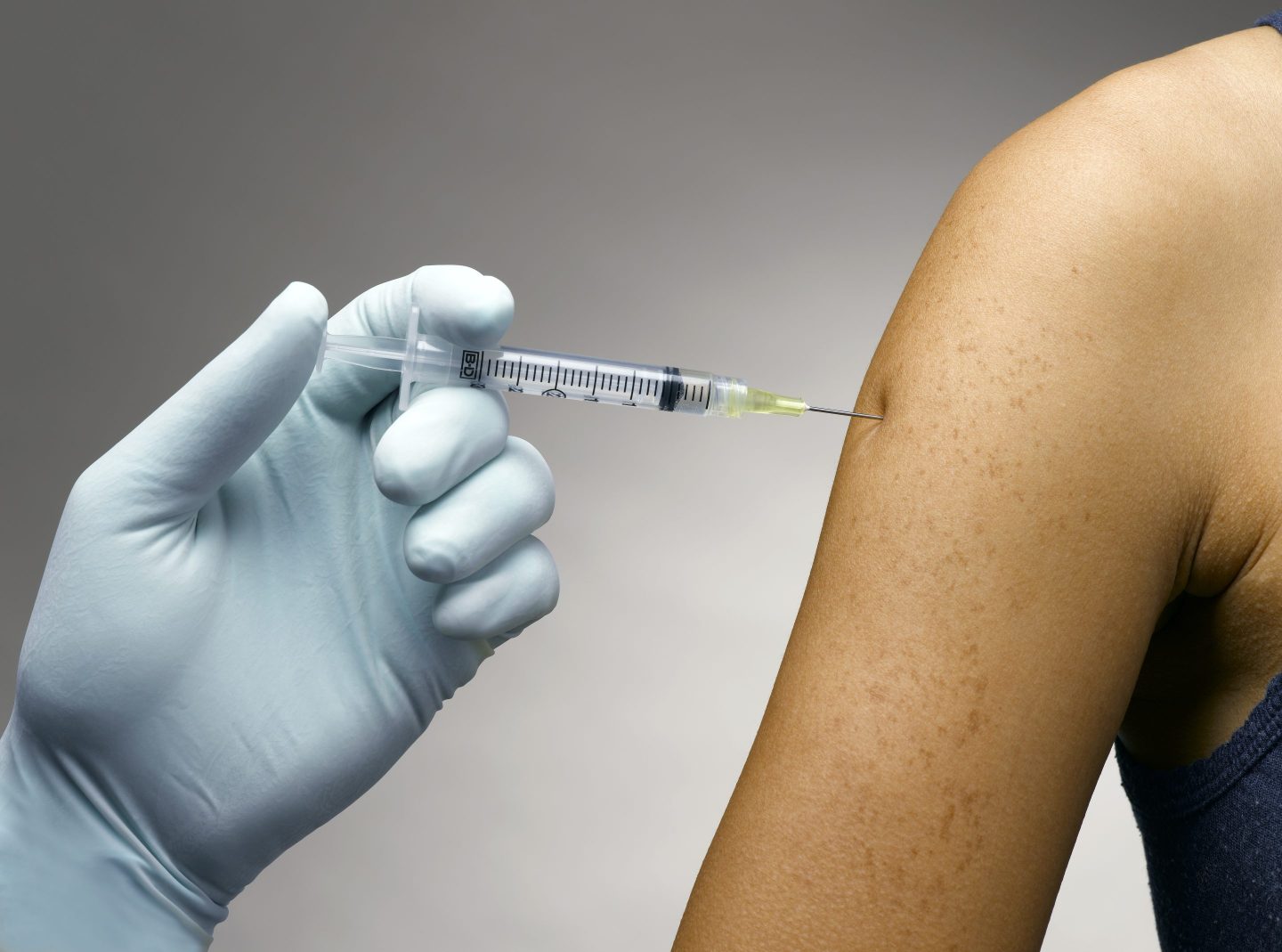 Person receiving vaccine