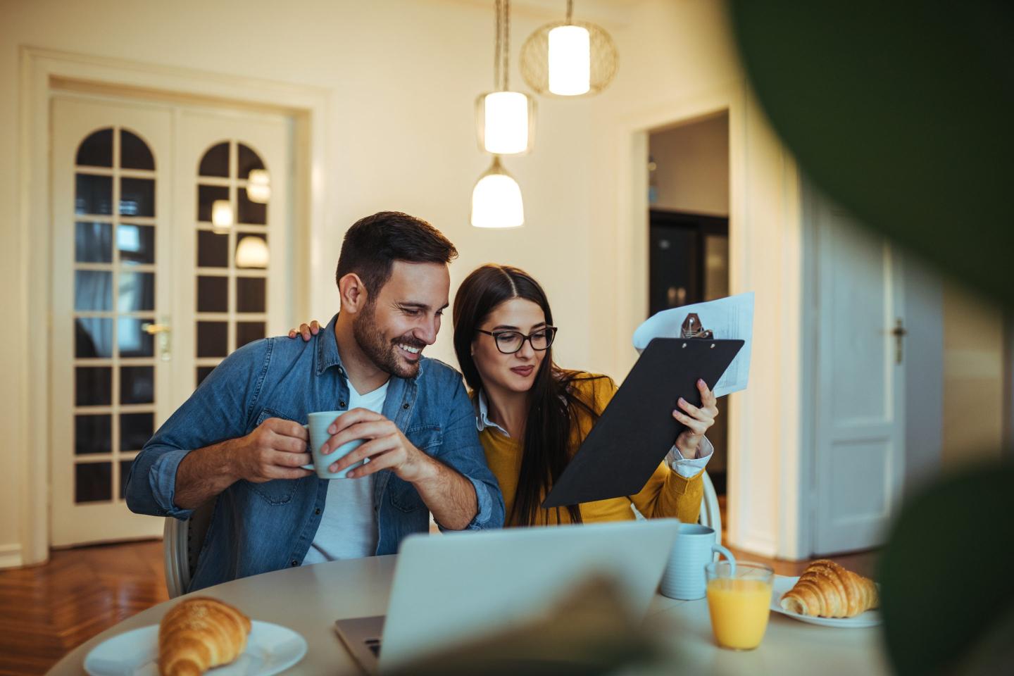 Couple going through a to-do list