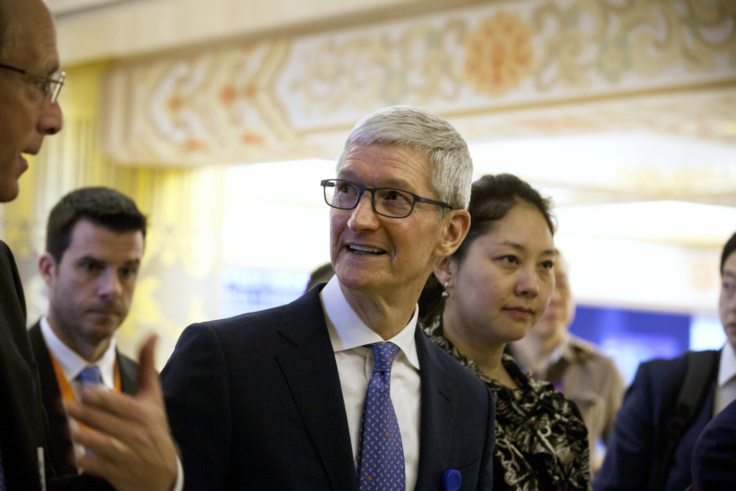 Tim Cook, Apple CEO, arrives at the China Development Forum in Beijing, China, on March 24, 2018.