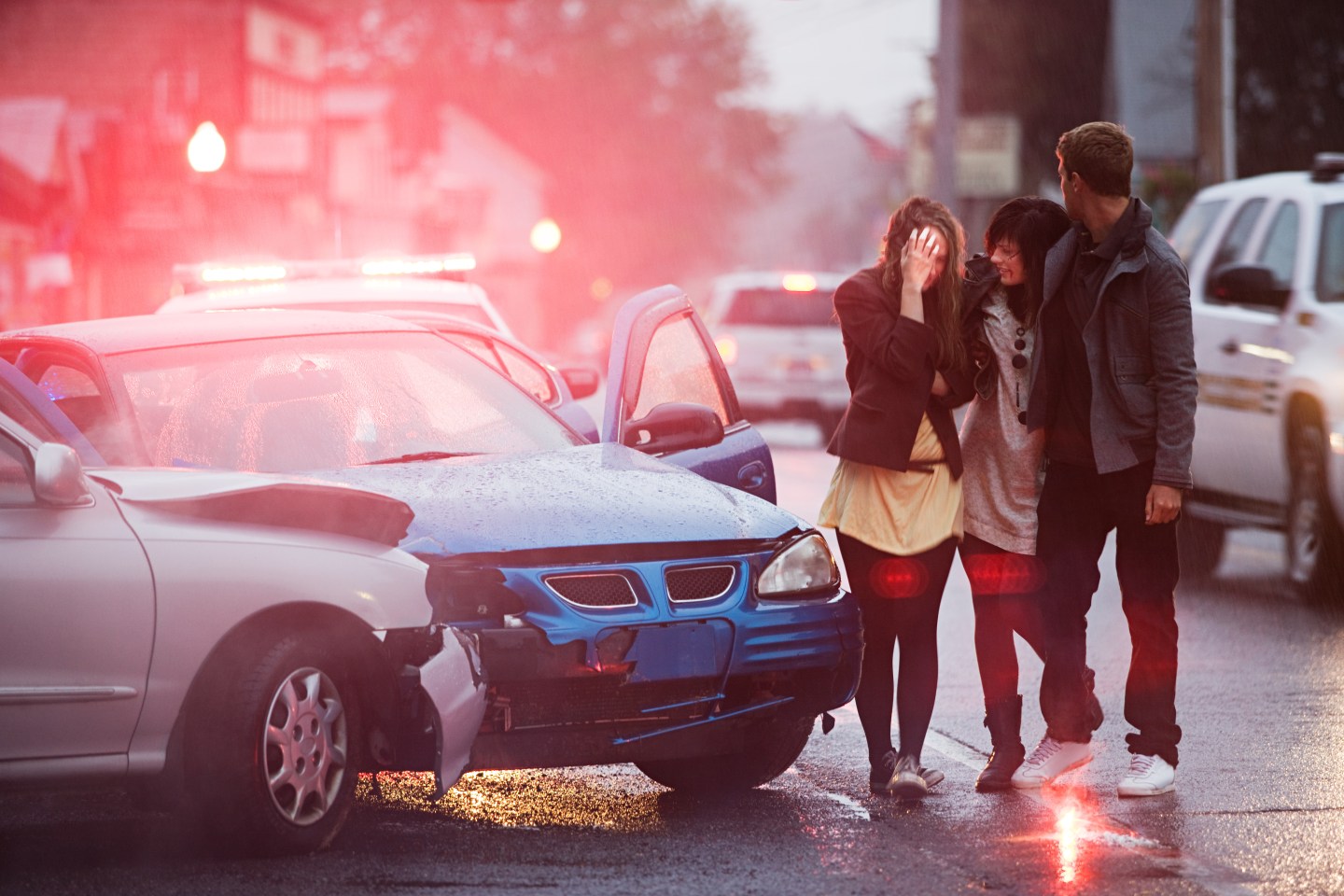Young people involved in a car crash.