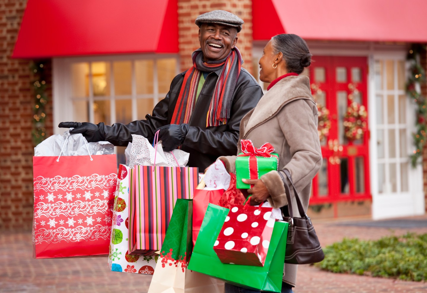 A couple doing holiday shopping.