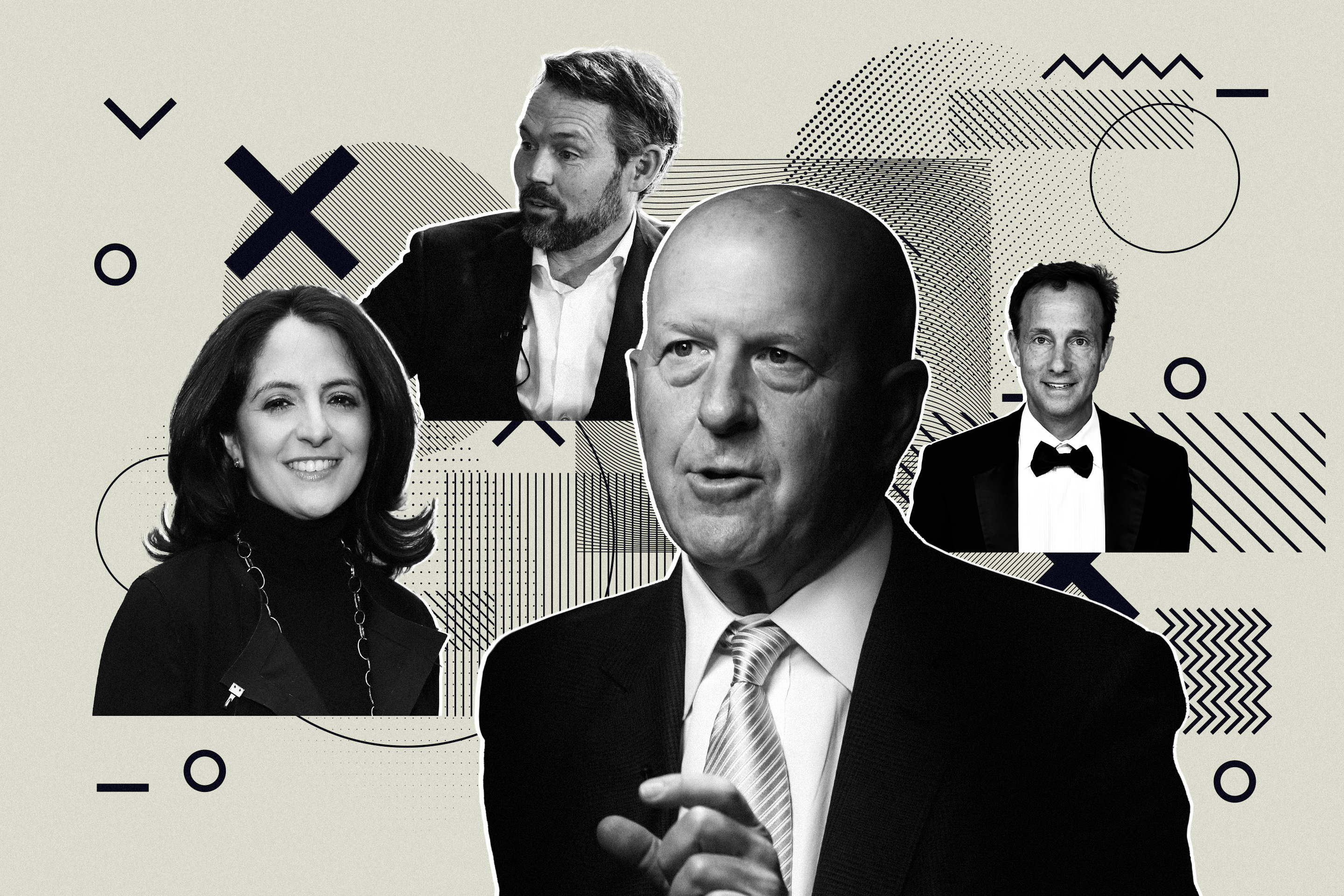 Photo illustration of Stephanie Cohen, Julian Salisbury, David Solomon and Dan Dees.