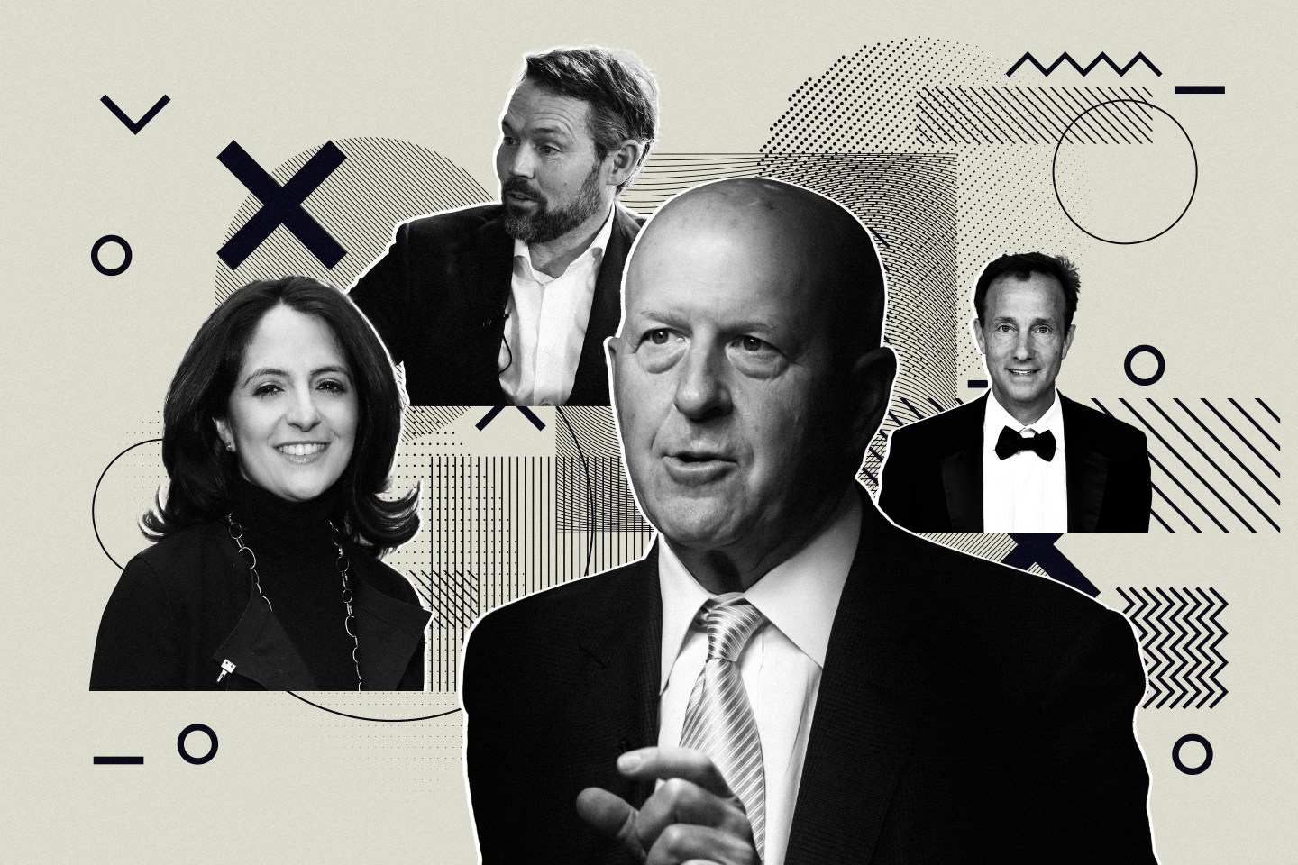 Photo illustration of Stephanie Cohen, Julian Salisbury, David Solomon and Dan Dees.