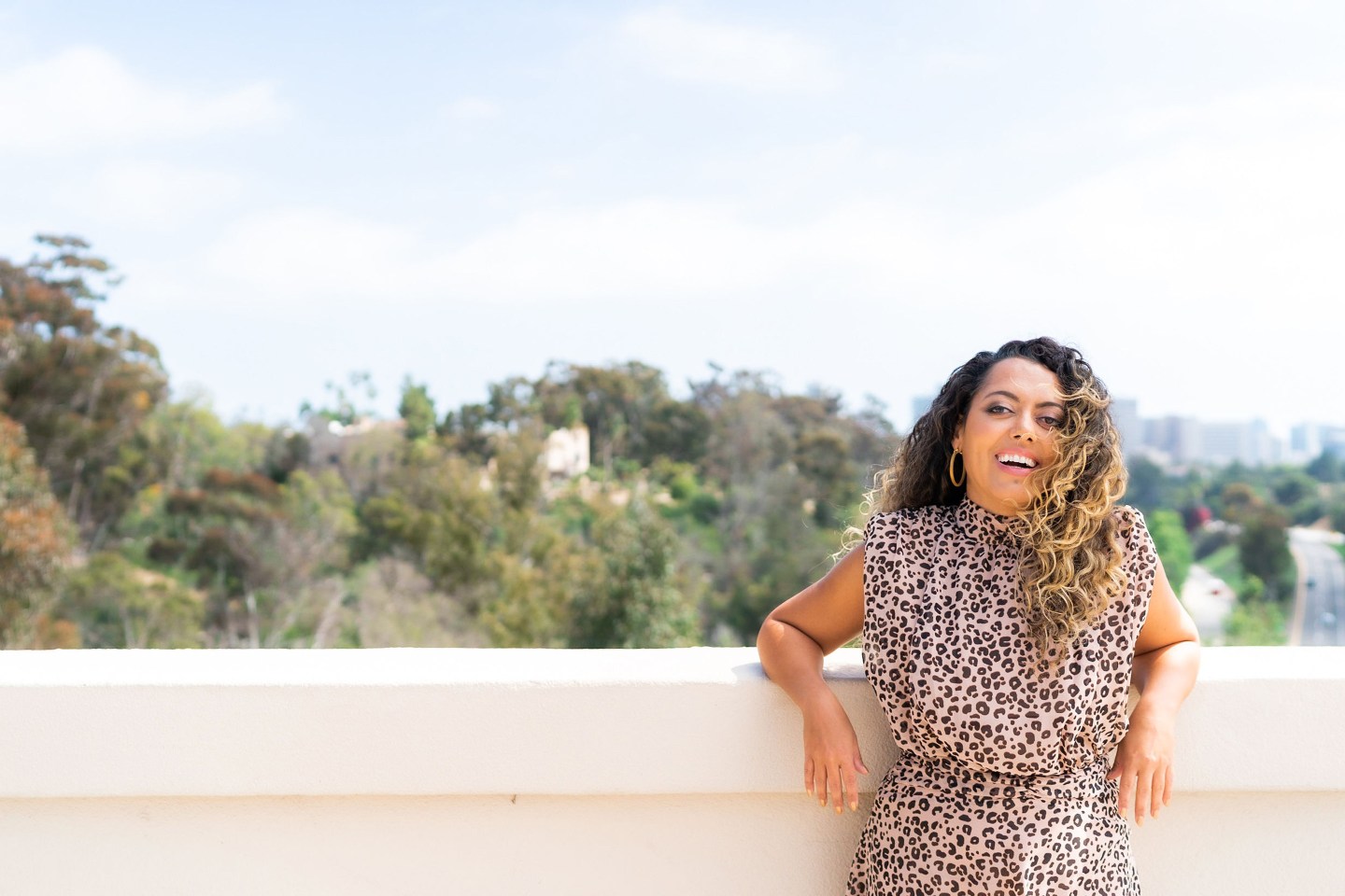 Delyanne Barros on a bridge