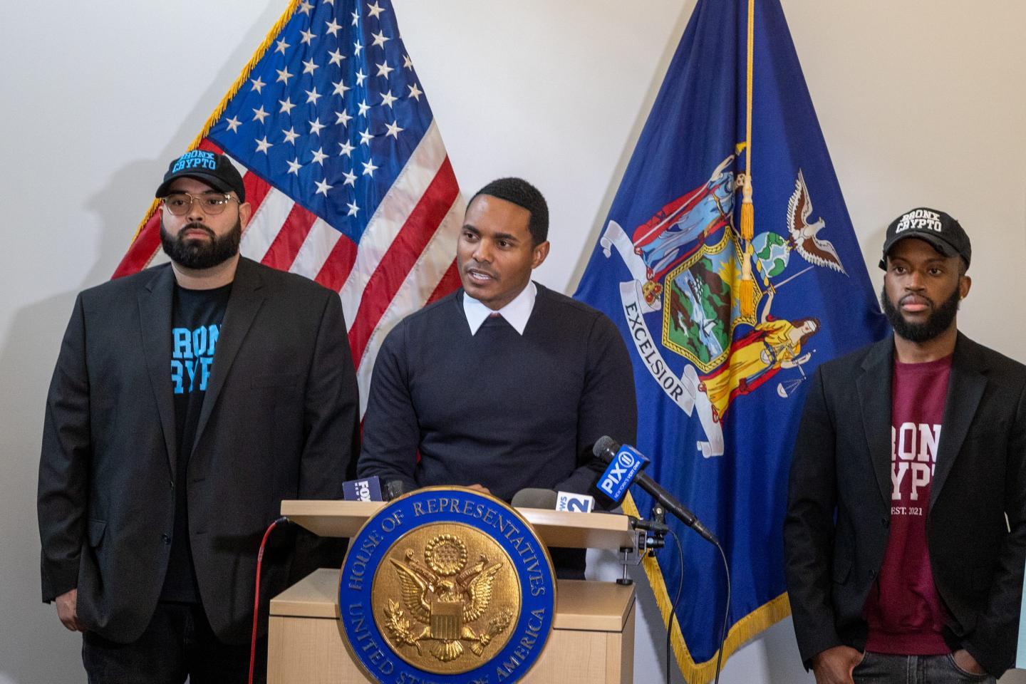 U.S. Rep. Ritchie Torres at a Monday press conference in his Bronx office.