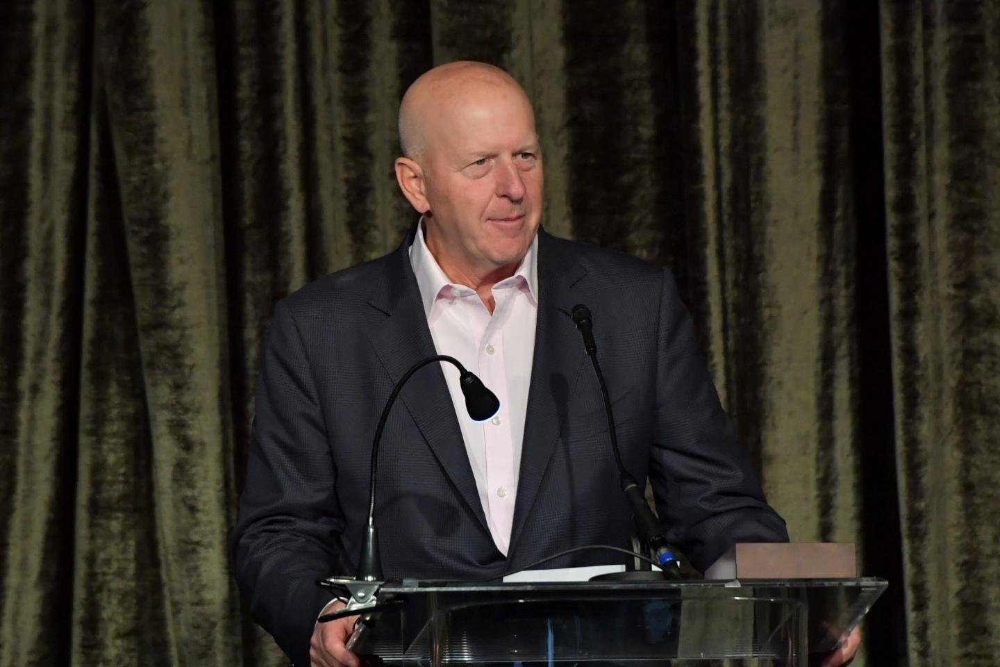 David Solomon, CEO of Goldman Sachs, speaks at an event in Los Angeles