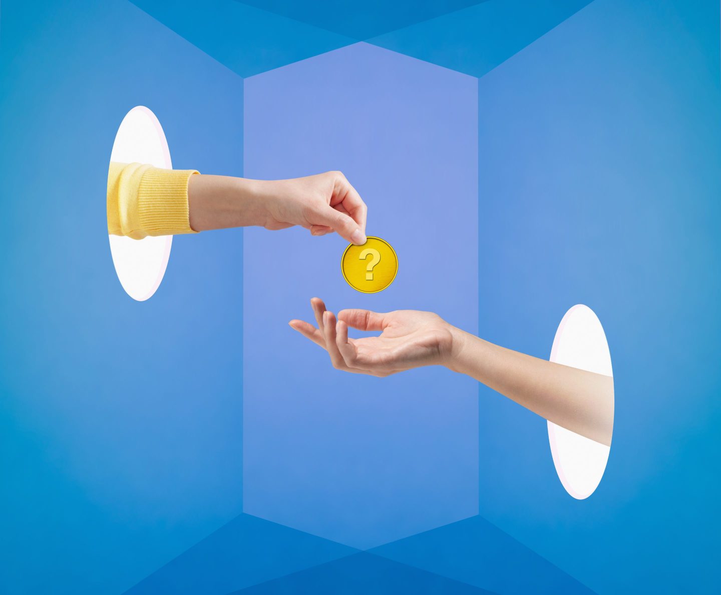 Two hands exchanging money