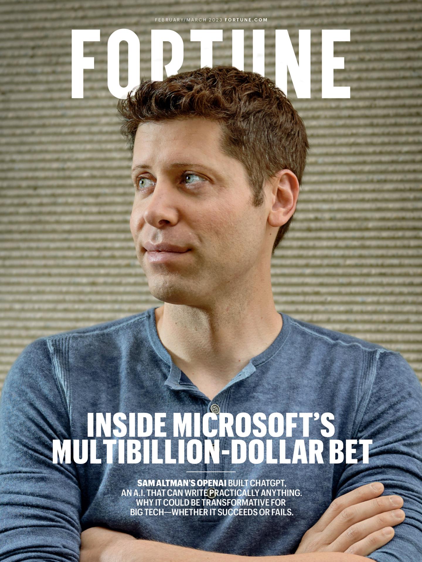 Fortune's February/March 2023 issue with OpenAI CEO Sam Altman on the cover.