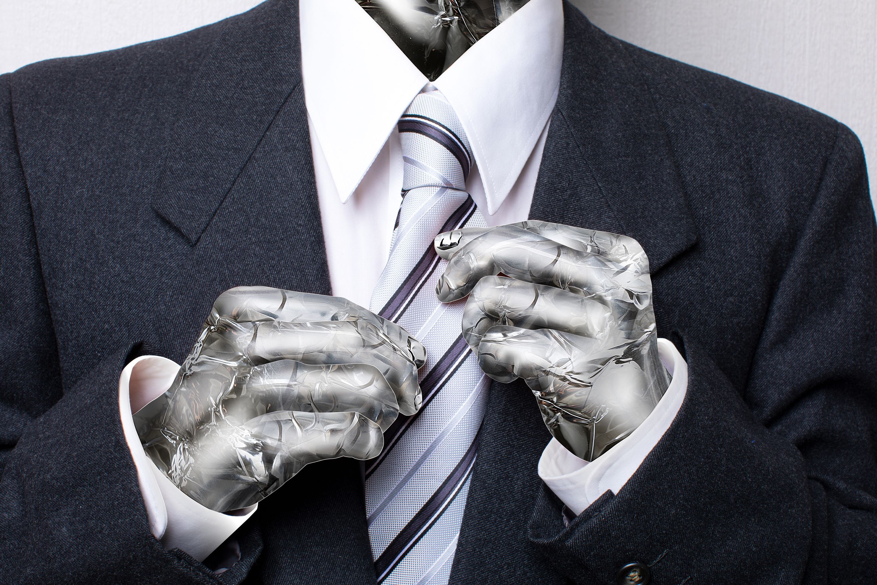 A robot in a business suit.