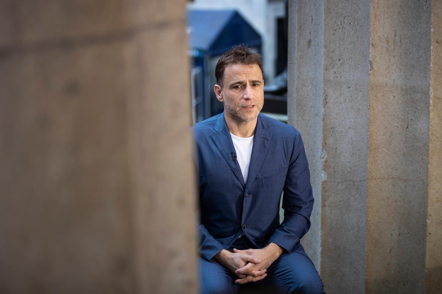 Stewart Butterfield, cofounder and CEO of Slack, outside the New York Stock Exchange on June 20, 2019.