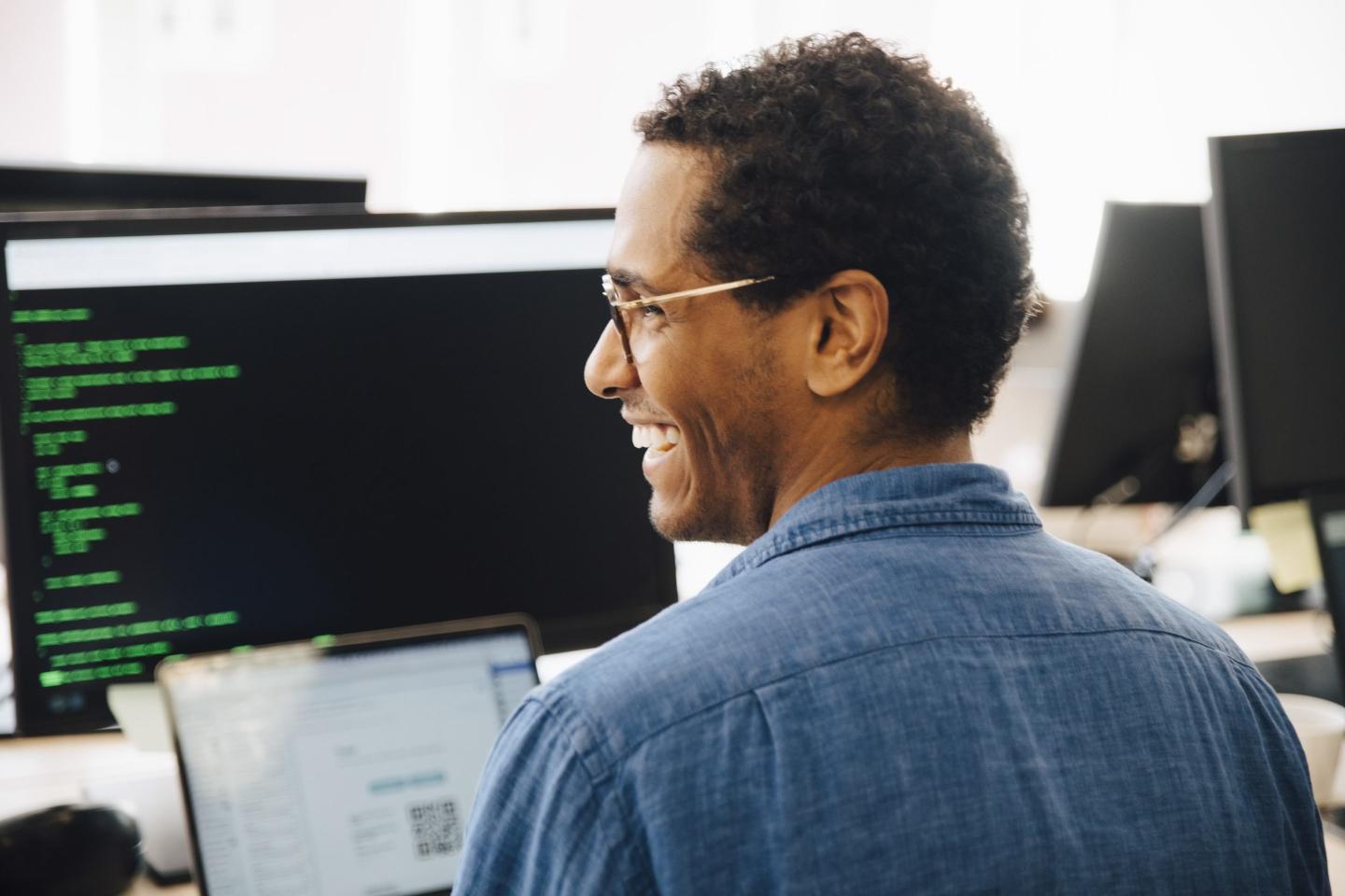 man at computer