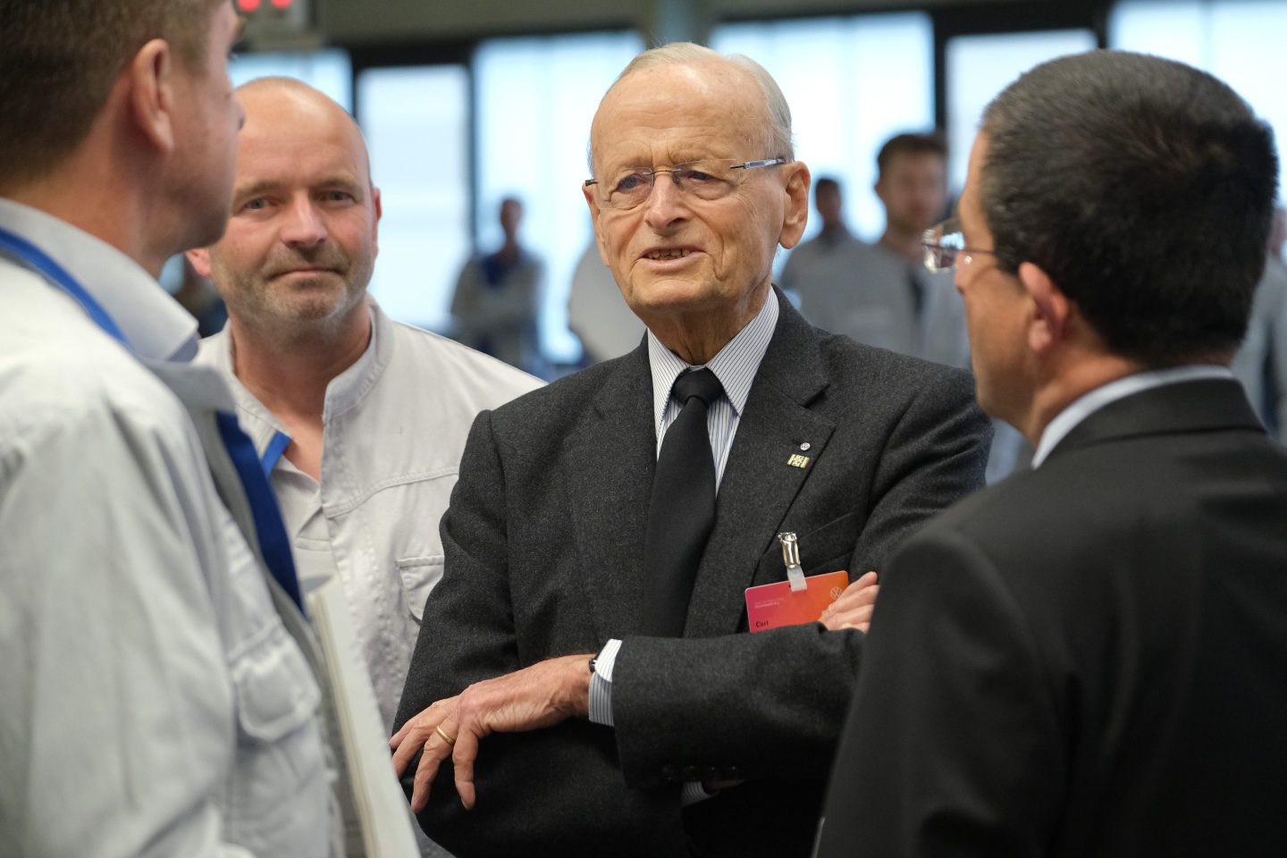 Carl Hahn at the Volkswagen factory in Zwickau, Germany, in 2019.